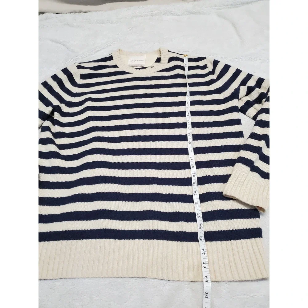Banana Republic Blue Cream Knit Wool Blend Heritage Sweater Men XL‎ Classic